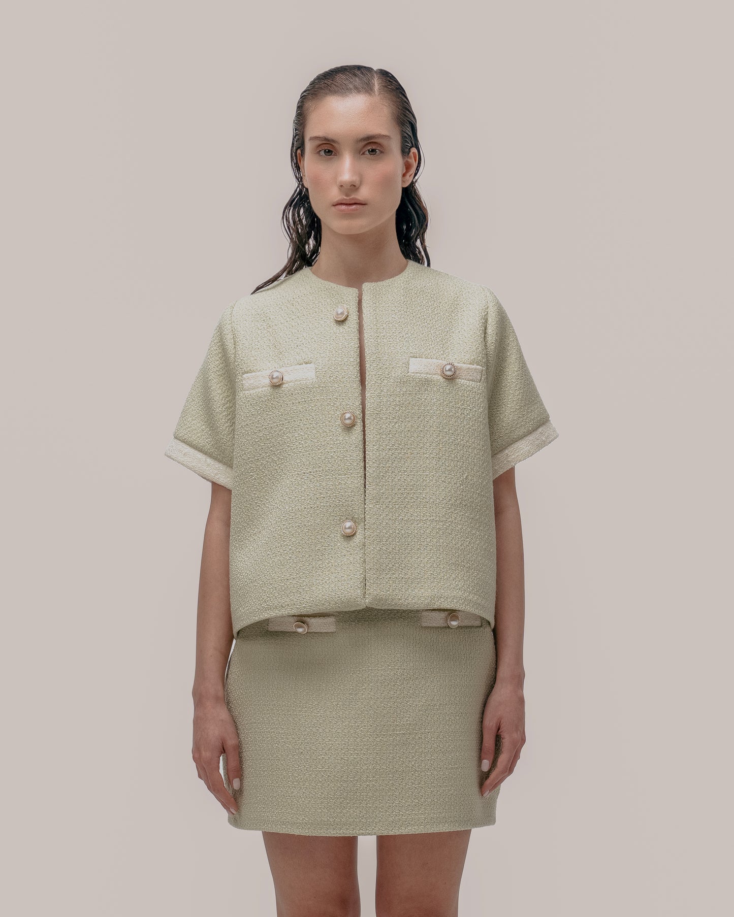 QUIM TWEED COAT AND SKIRT SET