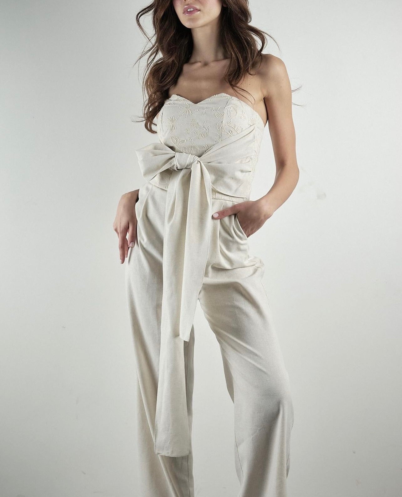 QUIM PATTERNED LINEN JUMPSUIT