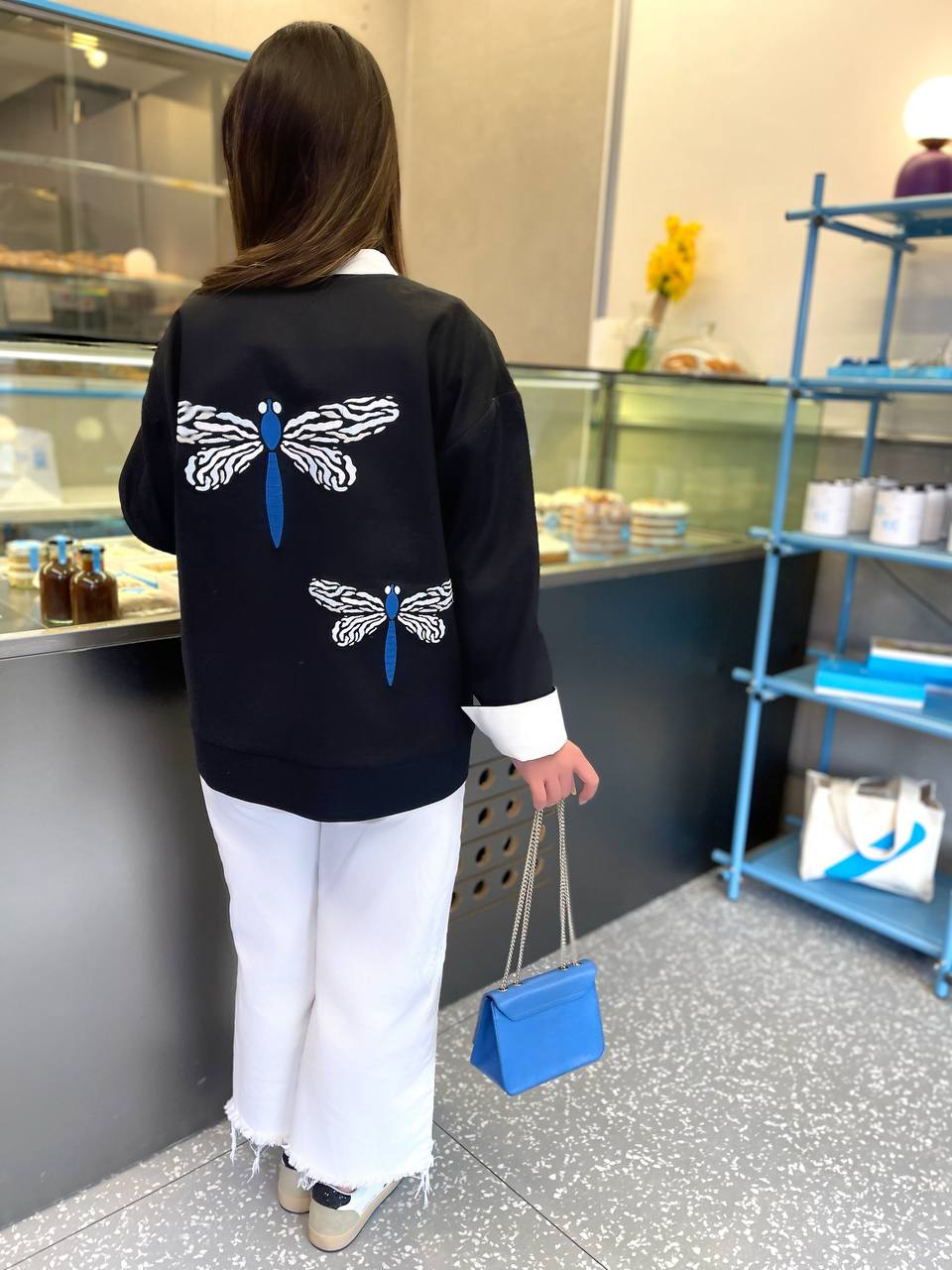 QUIM BLACK LINEN DRAGONFLY COAT