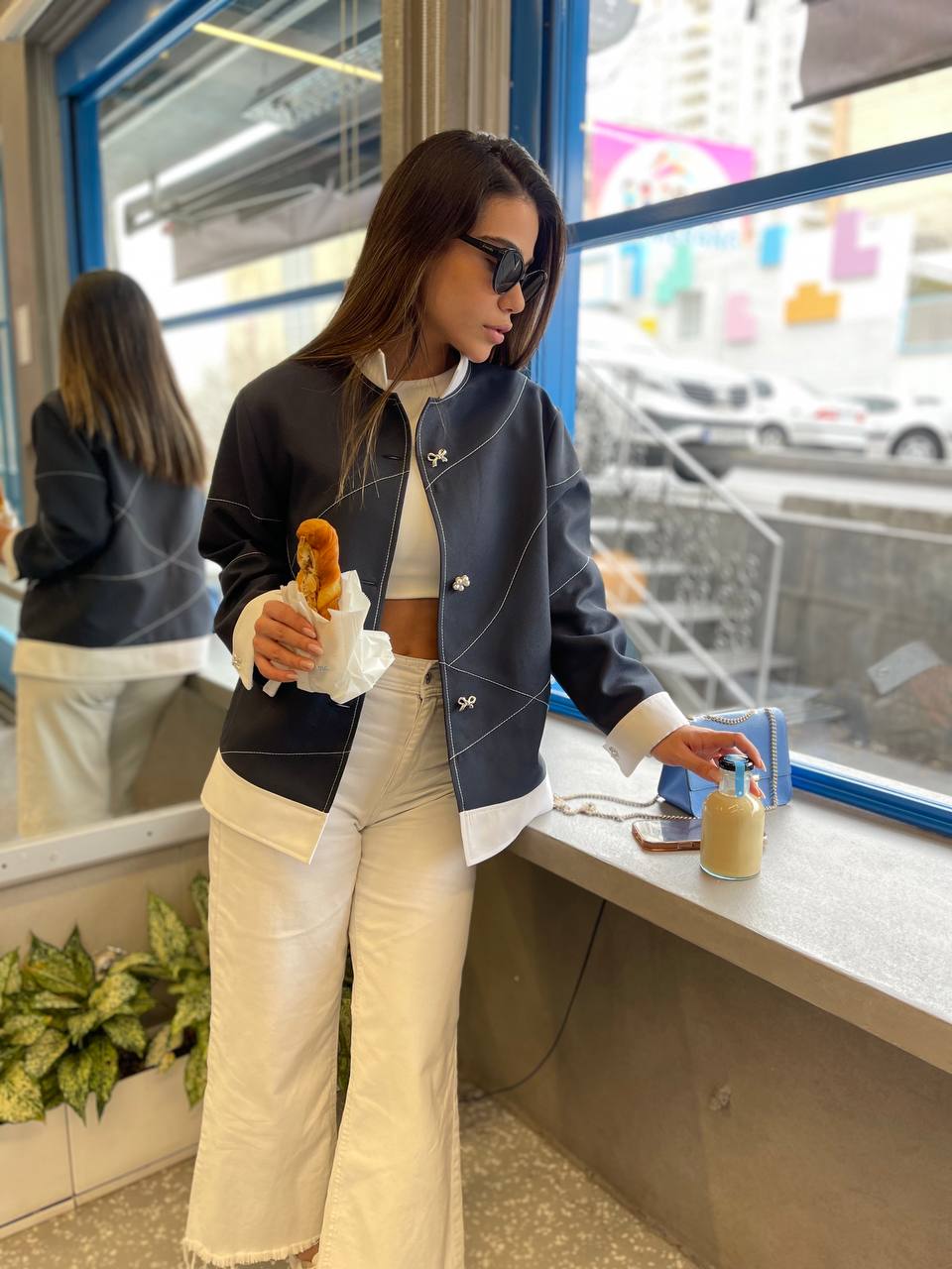 QUIM NAVY JACAQUARD COAT