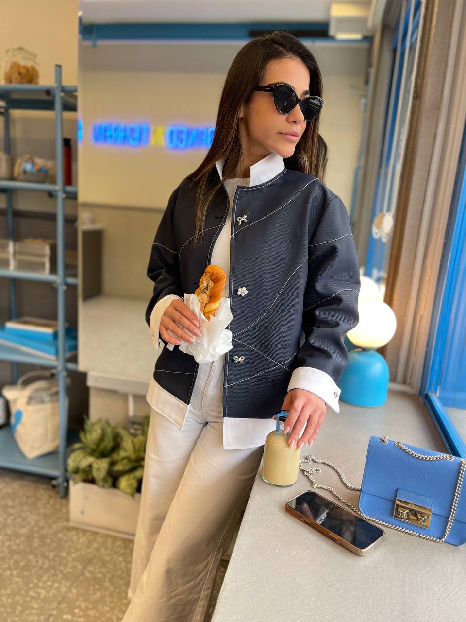 QUIM NAVY JACAQUARD COAT