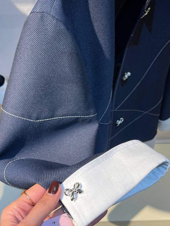 QUIM NAVY JACAQUARD COAT