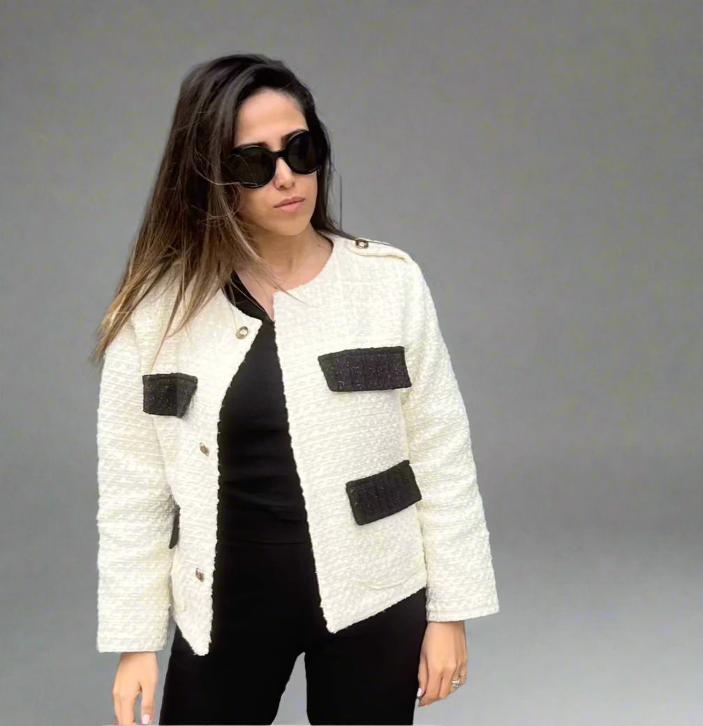 QUIM TWEED WHITE COAT