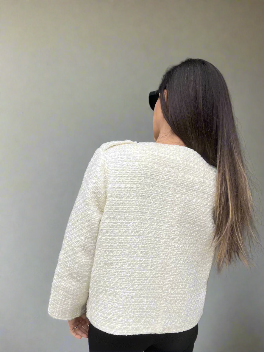 QUIM TWEED WHITE COAT