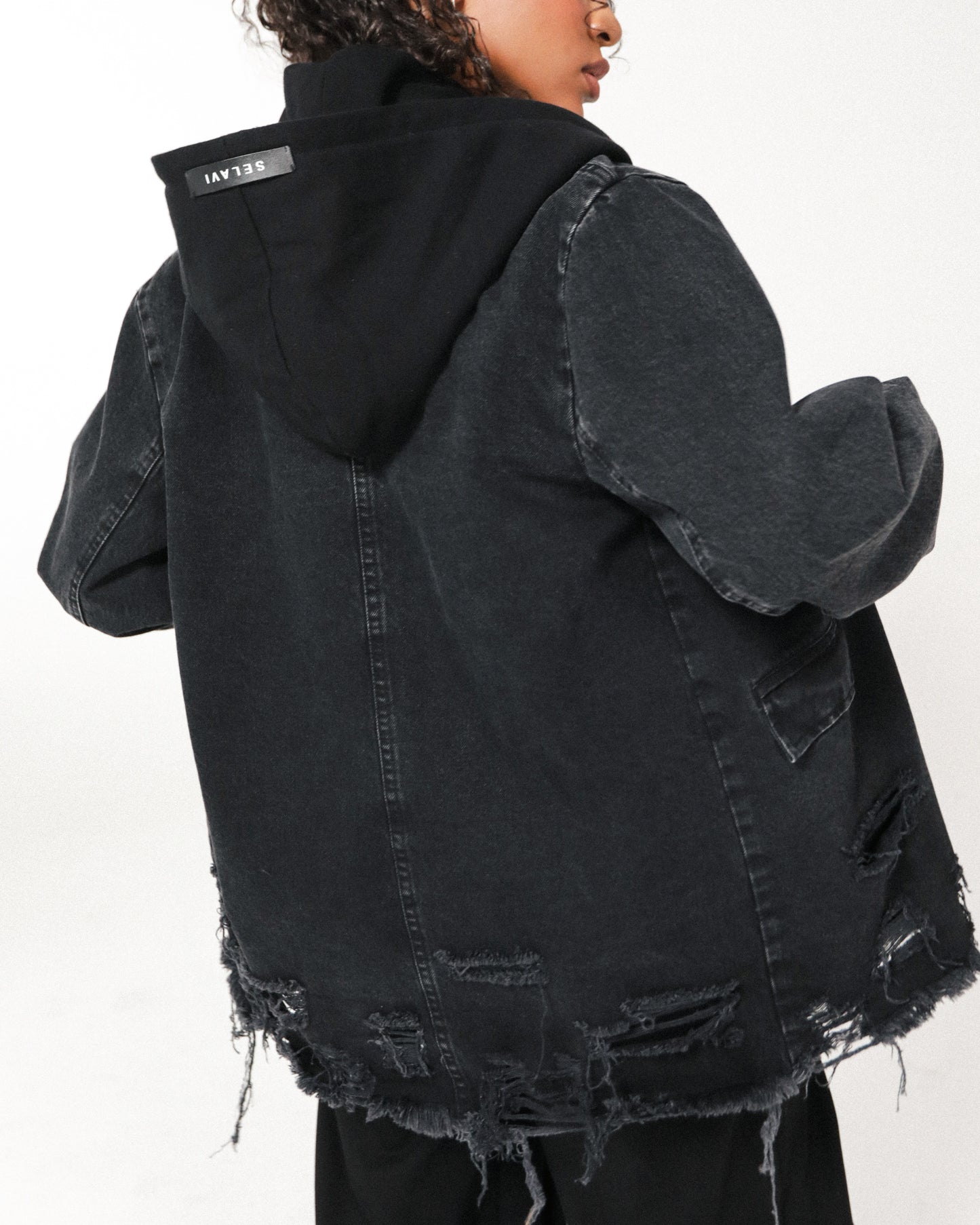 SELAVI DENIM OVERSIZE SHORT COAT