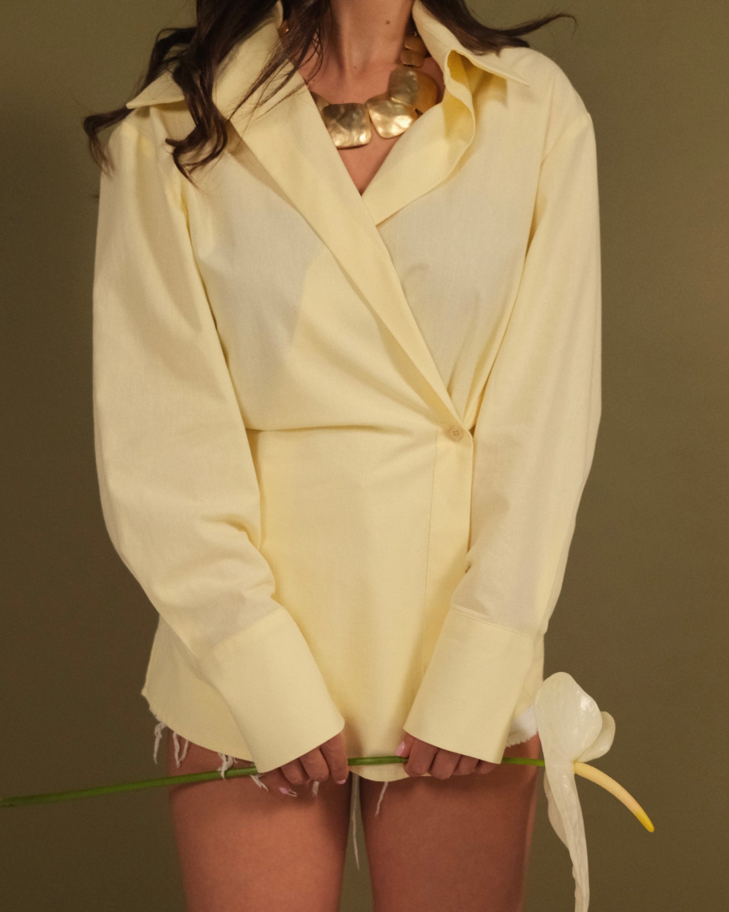 MIRA OVERLAP FINE YELLOW SHIRT