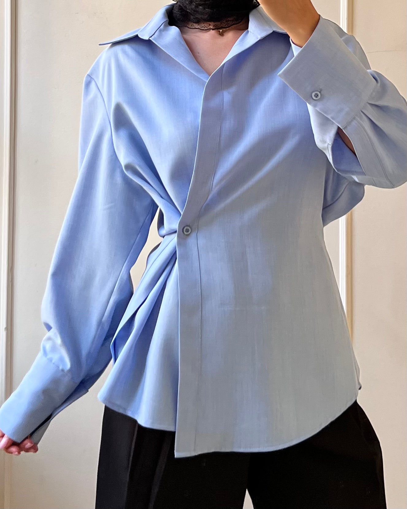 MIRA OVERLAP BLUE SHIRT