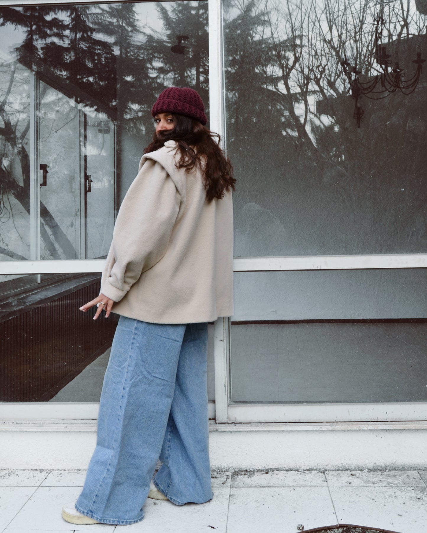 AIOLEH EMBROIDERED FLOWERS WOOL COAT