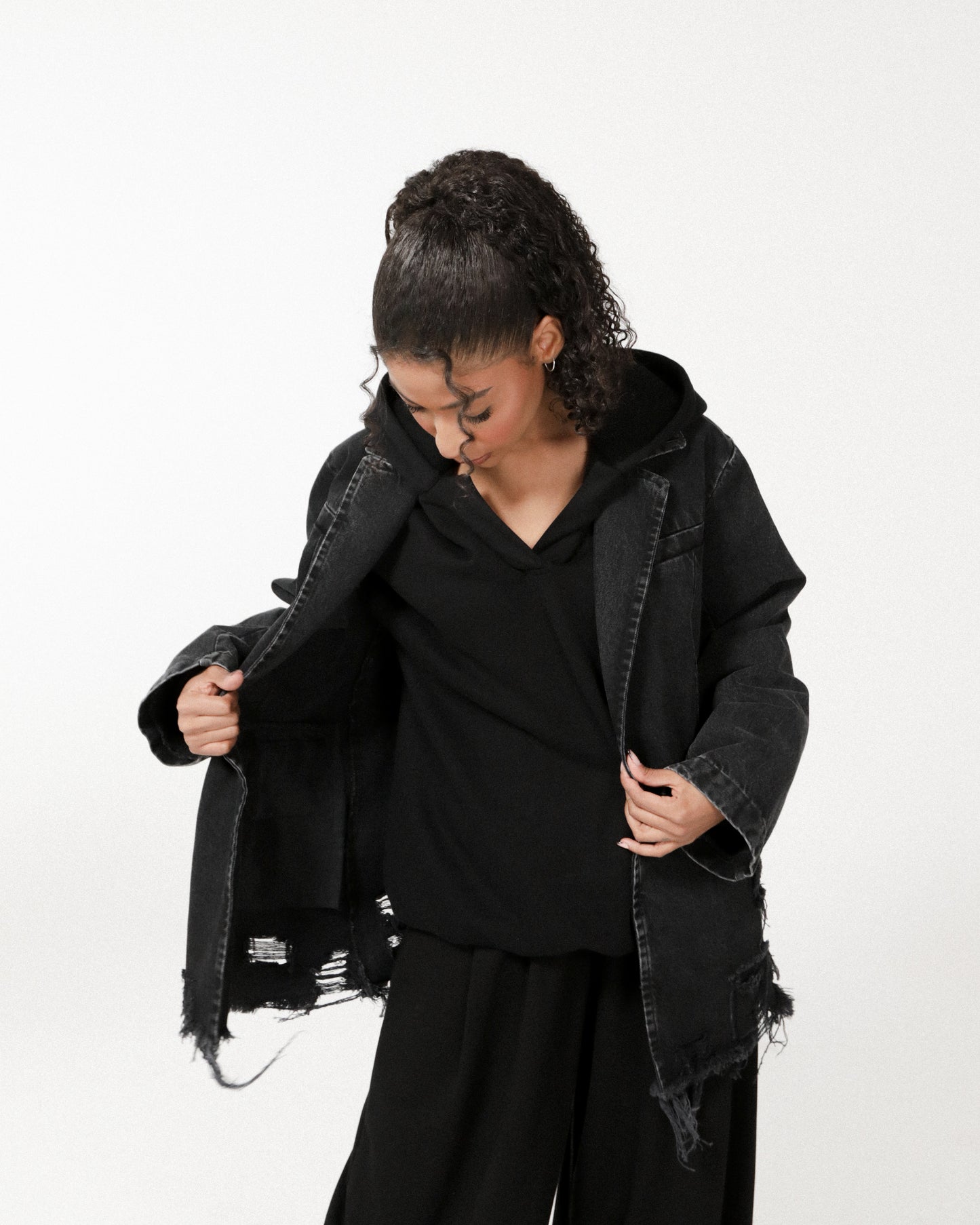 SELAVI DENIM OVERSIZE SHORT COAT