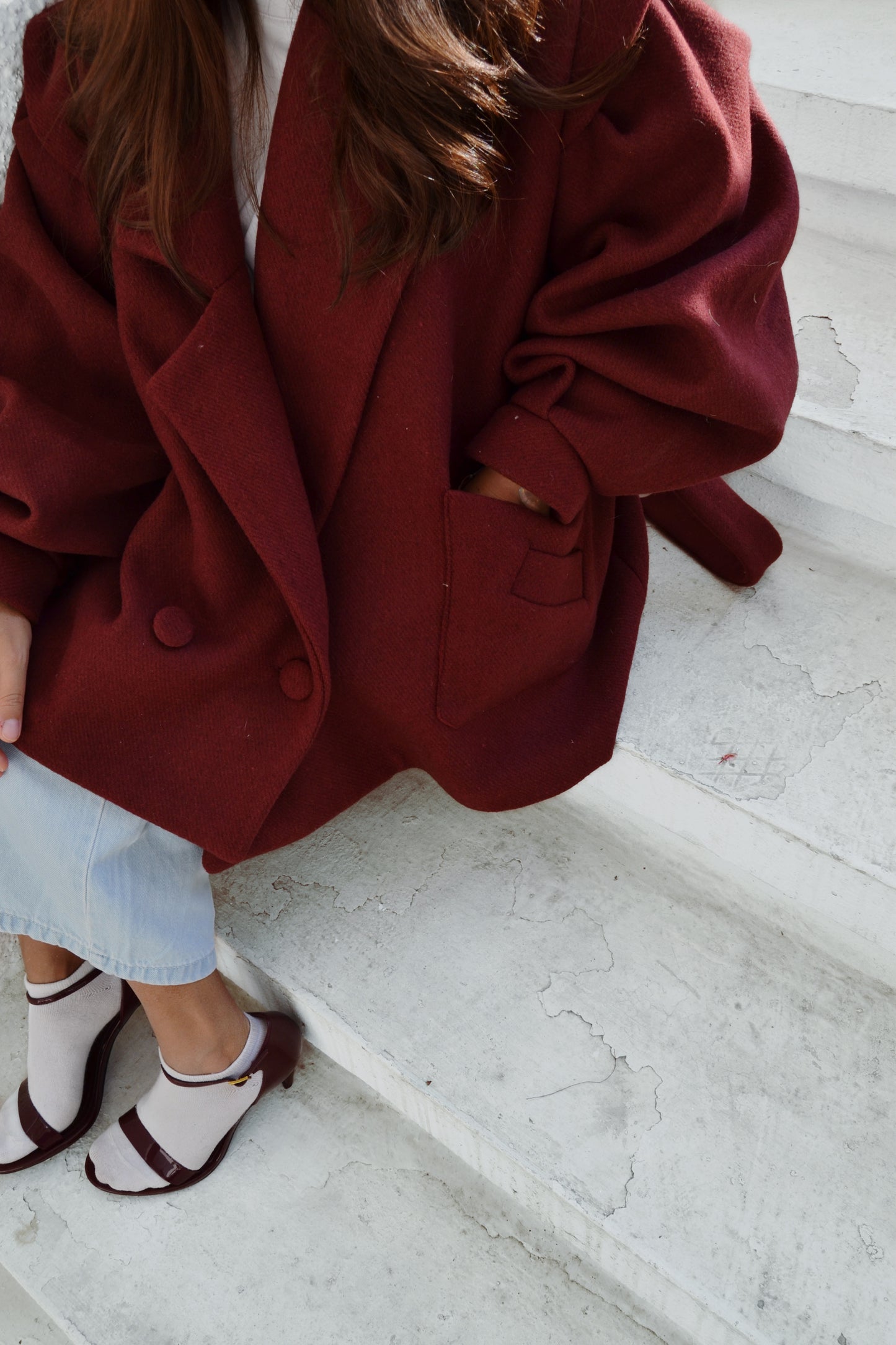AIOLEH BURGUNDY WOOL COAT