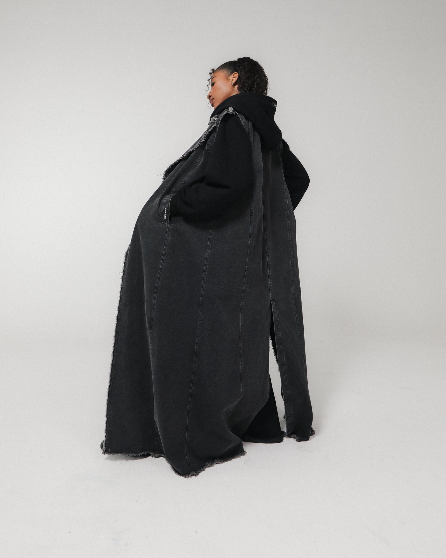 SELAVI DENIM OVERSIZE LONG VEST