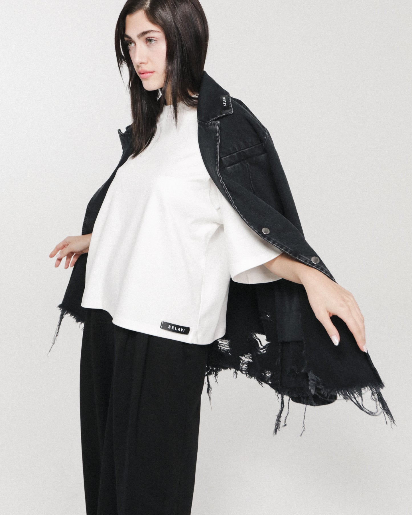 SELAVI DENIM OVERSIZE SHORT COAT