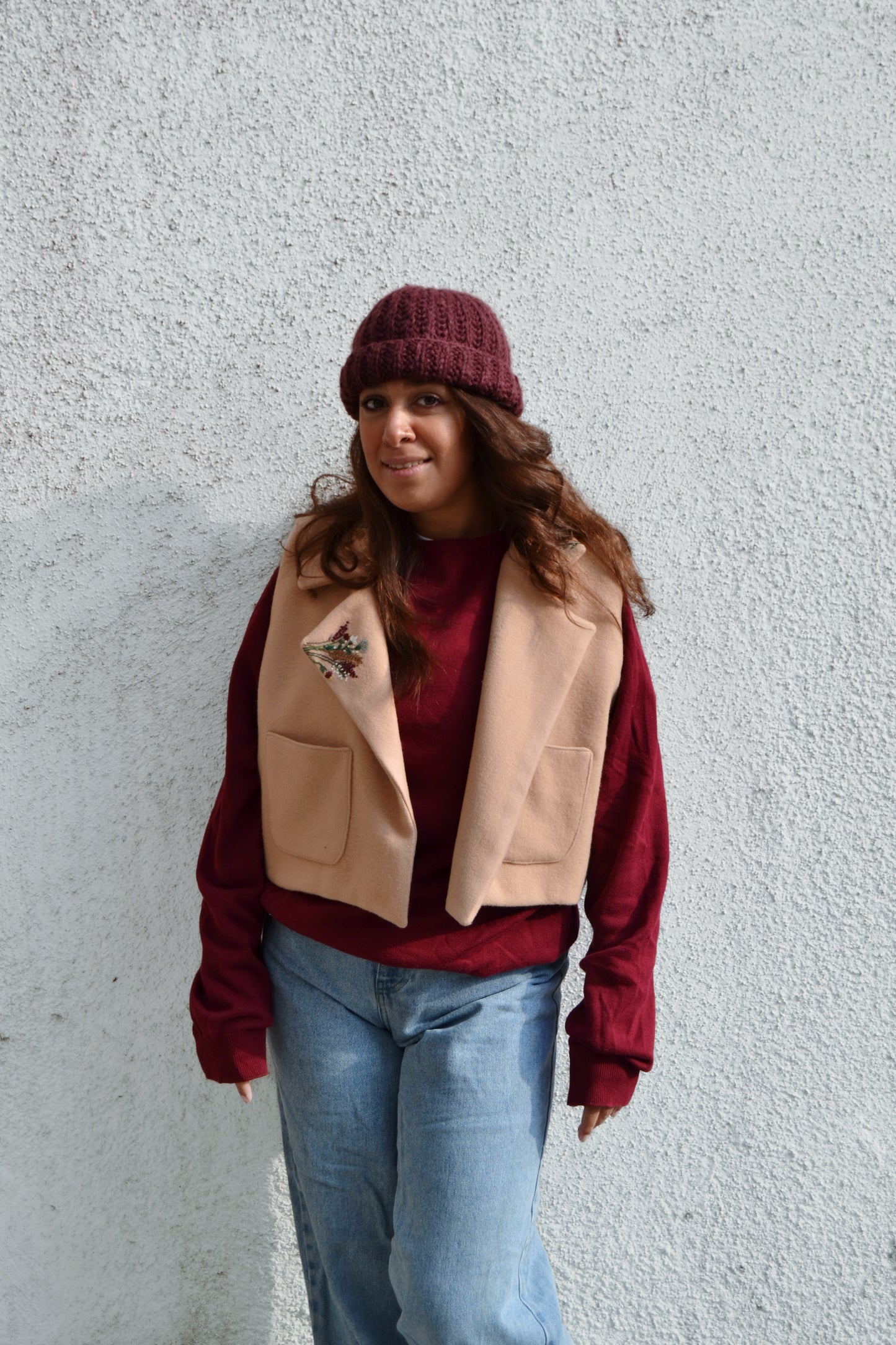 AIOLEH EMBROIDERED FLOWER WOOL VEST