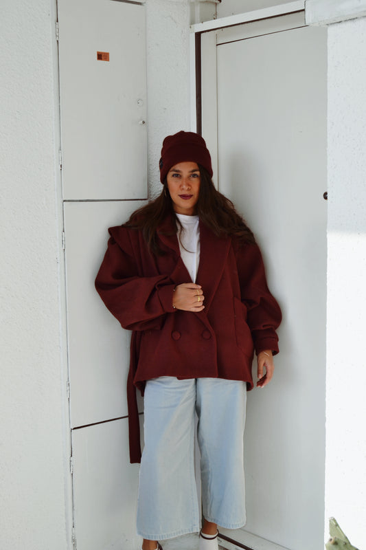 AIOLEH BURGUNDY WOOL COAT