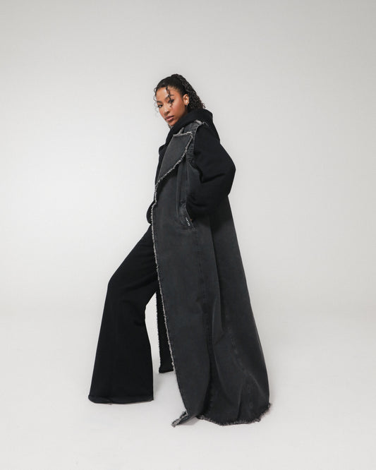 SELAVI DENIM OVERSIZE LONG VEST