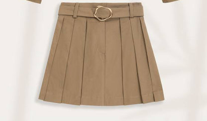 QUIM KHAKI PLEATED SKIRT