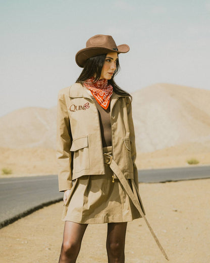 QUIM KHAKI SNAKE KISS COAT