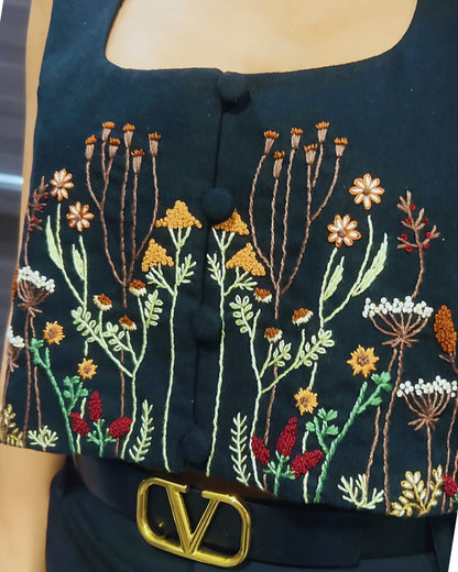 AIOLEH EMBROIDERED BLACK VEST