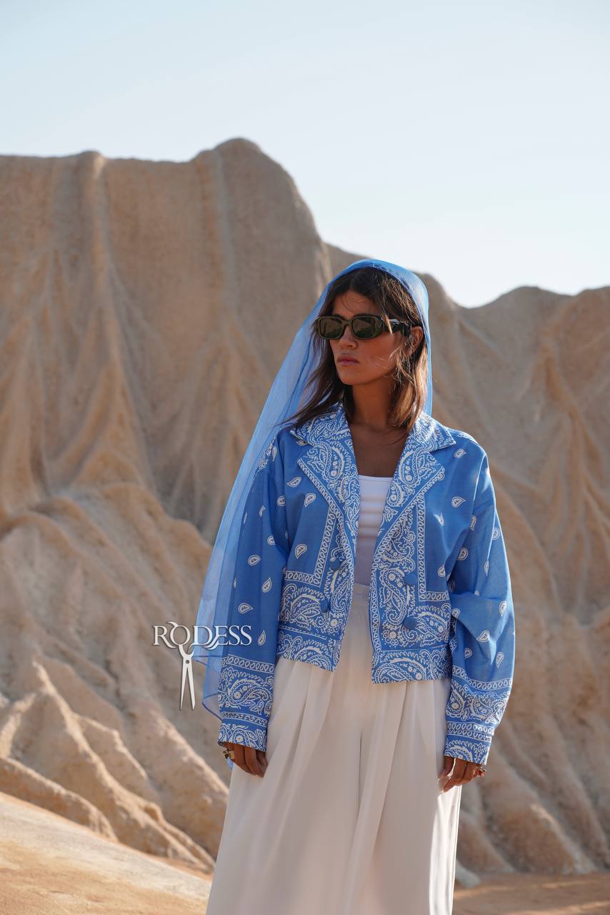 RODESS BLUE PAISLEY CROP COAT