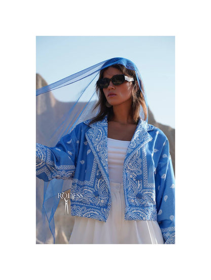 RODESS BLUE PAISLEY CROP COAT