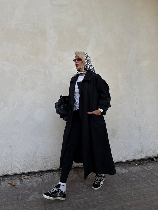 PEONY LUKA BLACK TRENCH COAT