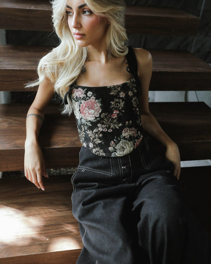 LUORINO BLACK DELVIN CROP TOP