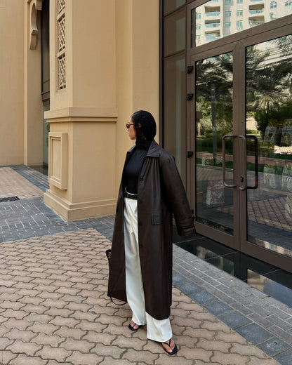 MIRA The Long Leather Overcoat