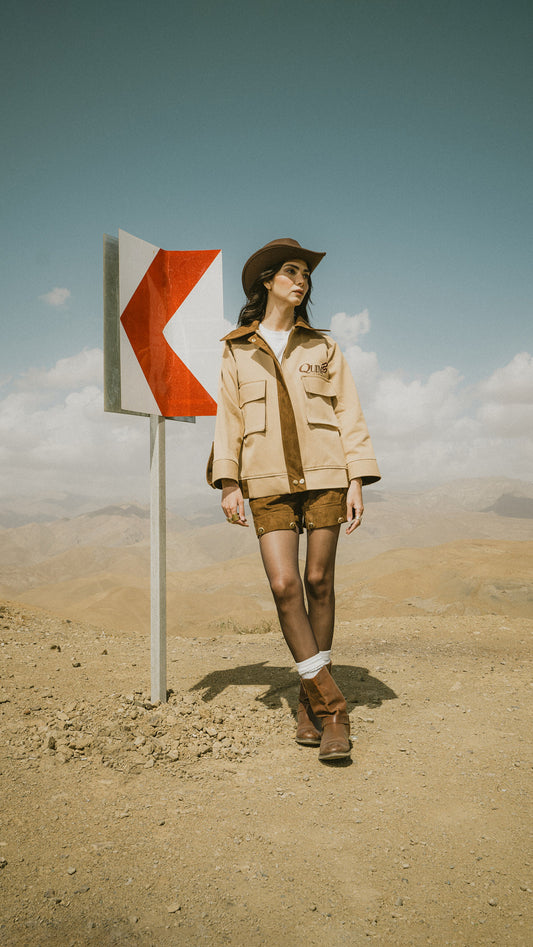 QUIM KHAKI DENIM SNAKE KISS COAT