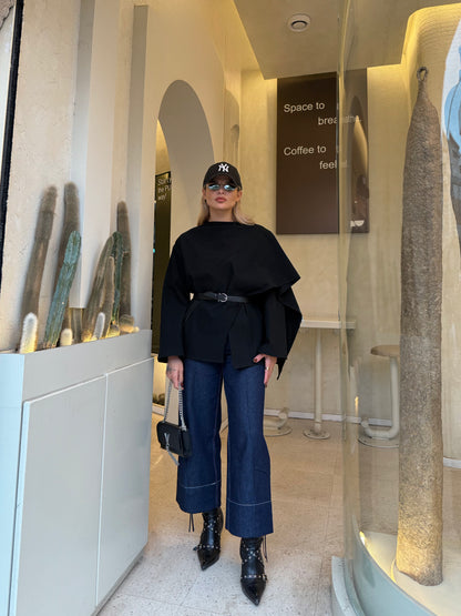 PEONY BLACK MASSIMO PANCHO COAT