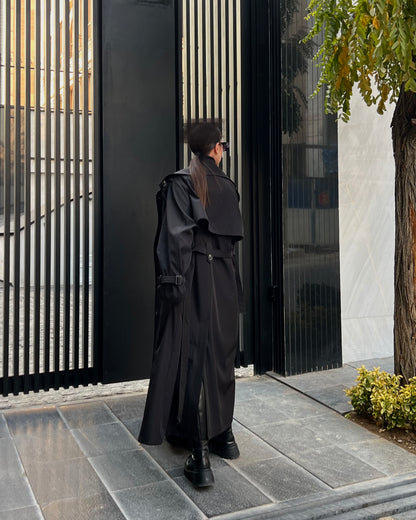 MIRA black OVERSIZED CLASSIC TRENCH COAT