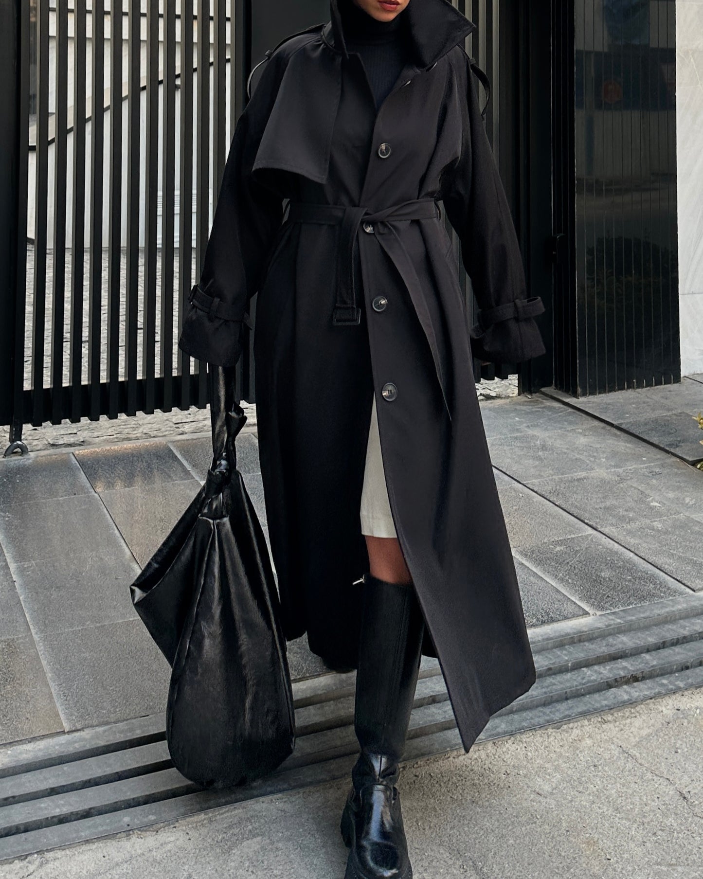 MIRA black OVERSIZED CLASSIC TRENCH COAT