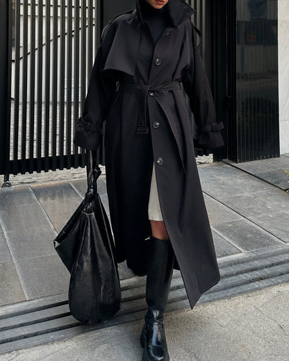 MIRA black OVERSIZED CLASSIC TRENCH COAT