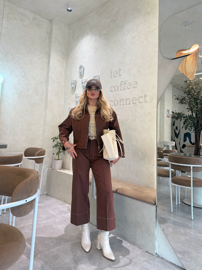 PEONY BROWN JEAN SET