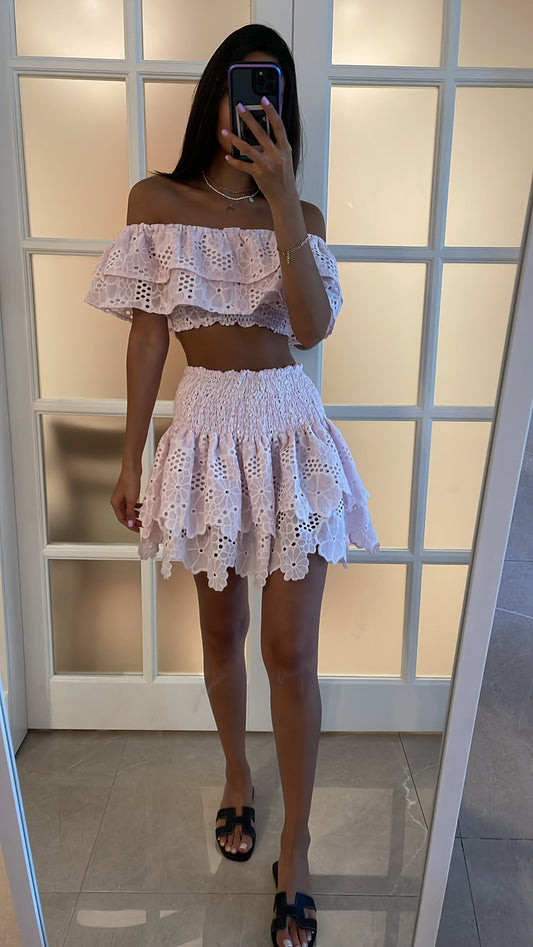 QUIM BABY PINK TOP & SKIRT SET