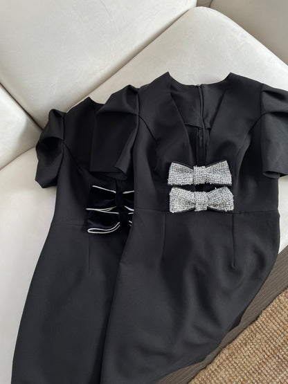 TINA.E BLACK BOWTIE DRESS