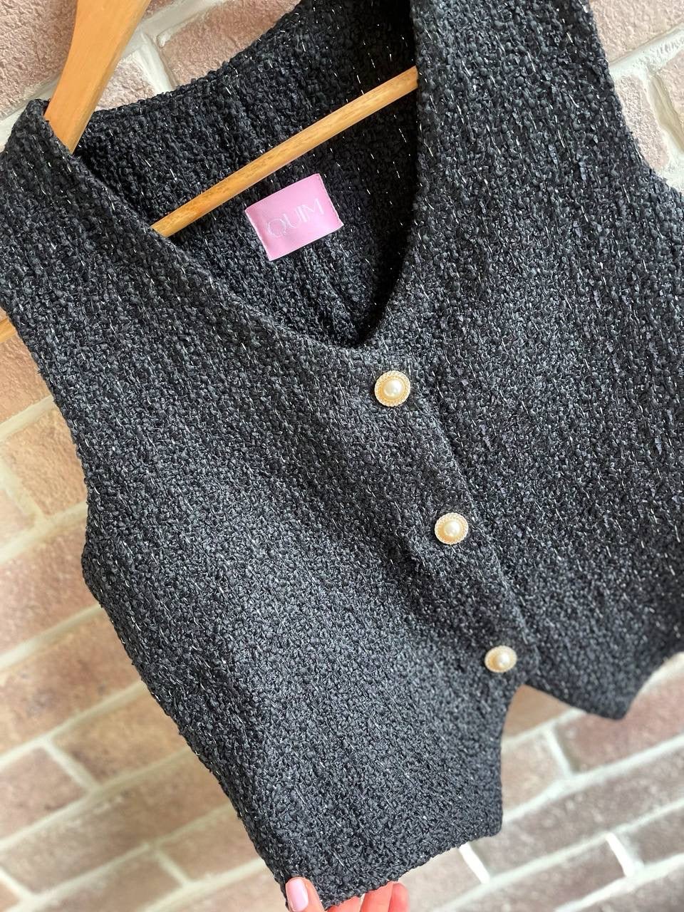 QUIM TWEED BLACK VEST