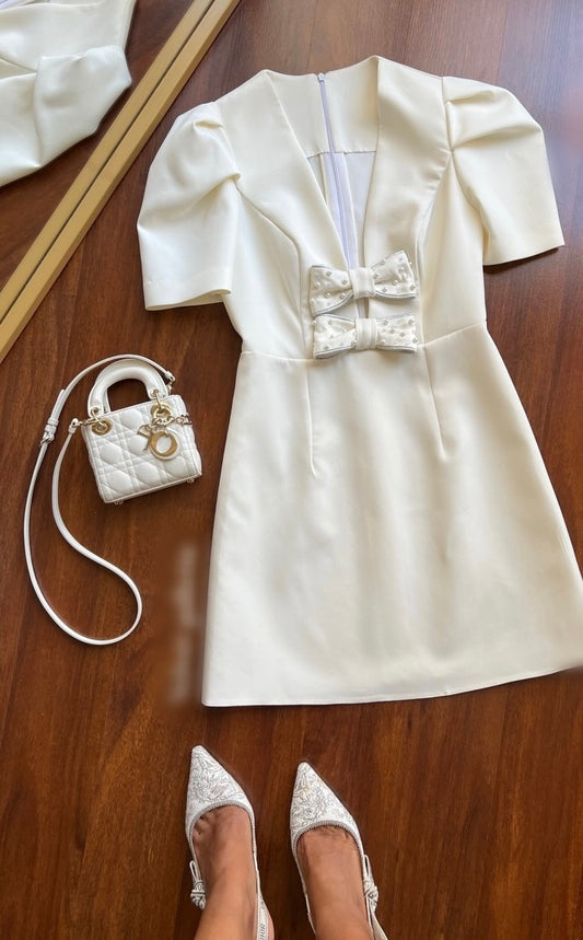 TINA.E WHITE BOWTIE DRESS