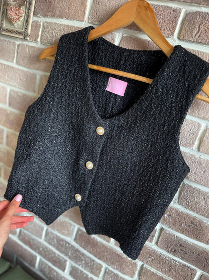 QUIM TWEED BLACK VEST