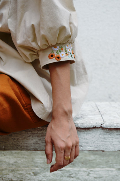 AIOLEH EMBROIDERED BEIGE LINEN COAT