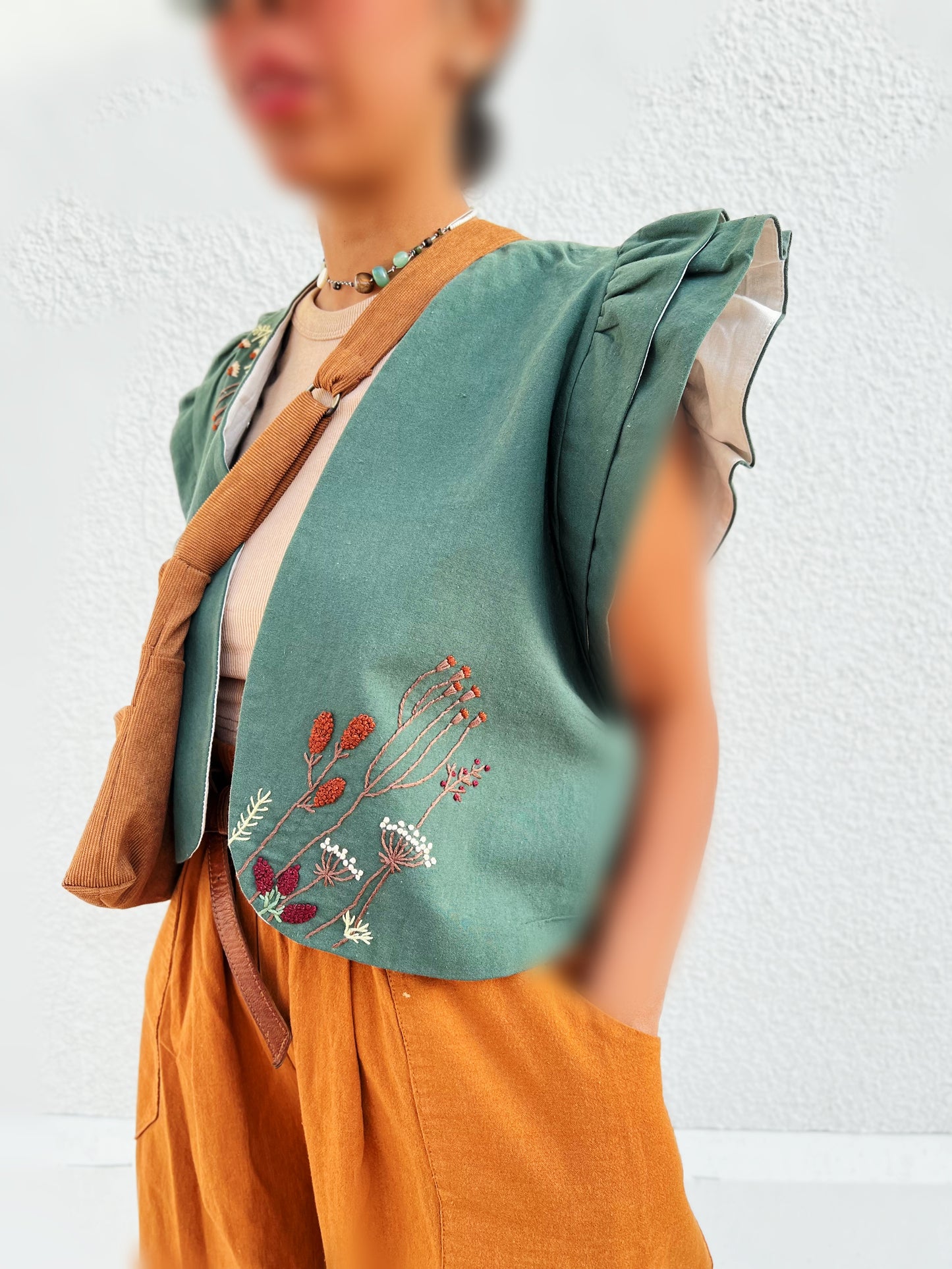 AIOLEH EMBROIDERED SPRING GREEN VEST