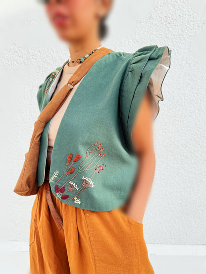 AIOLEH EMBROIDERED SPRING GREEN VEST