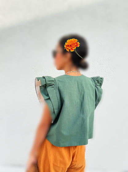 AIOLEH EMBROIDERED SPRING GREEN VEST