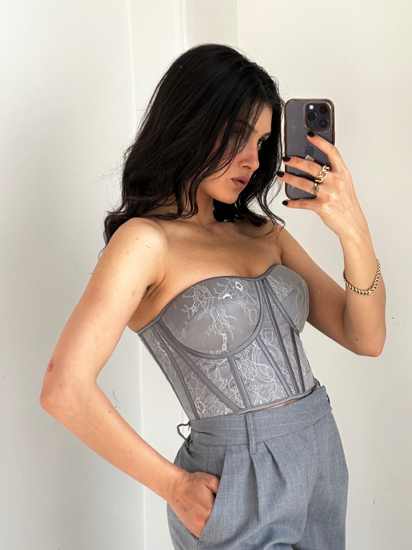 LUORINO GRAY NILLA CROP TOP